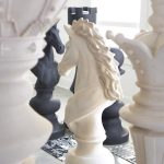 Rook Chess Sculpture, Cast Stone White
