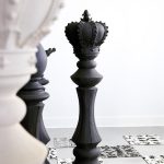 Bishop Chess Sculpture, Cast Stone Black