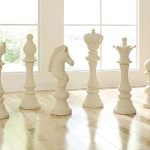 Queen Chess Sculpture, Cast Stone White, Small