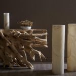 Onyx Lamp Pedestal, Cylindrical, White