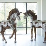 Mustang Horse Armored Sculpture, Standing