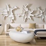 Contour Cast Root Flower Wall Art, White Stone