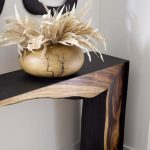 Framed Waterfall Console Table, Natural, Iron