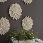 Dahlia Flower Wall Art, White Stone