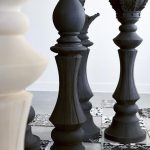 Bishop Chess Sculpture, Cast Stone Black
