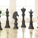 Queen Chess Sculpture, Cast Stone Black, Small