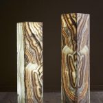 Onyx Lamp Pedestal, Square, Zebra White
