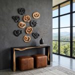 Framed Waterfall Console Table, Natural, Iron