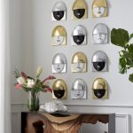 Fashion Faces Wall Art, Small, White And Gold Leaf, Set Of 3