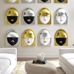 Fashion Faces Wall Art, Large, Smile, White And Gold Leaf