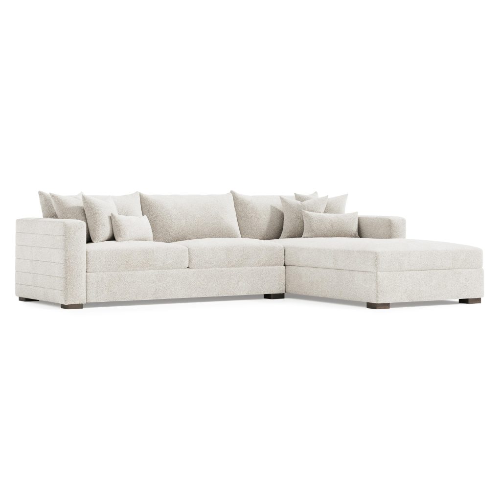 Helena Fabric Sectional Wood Foot