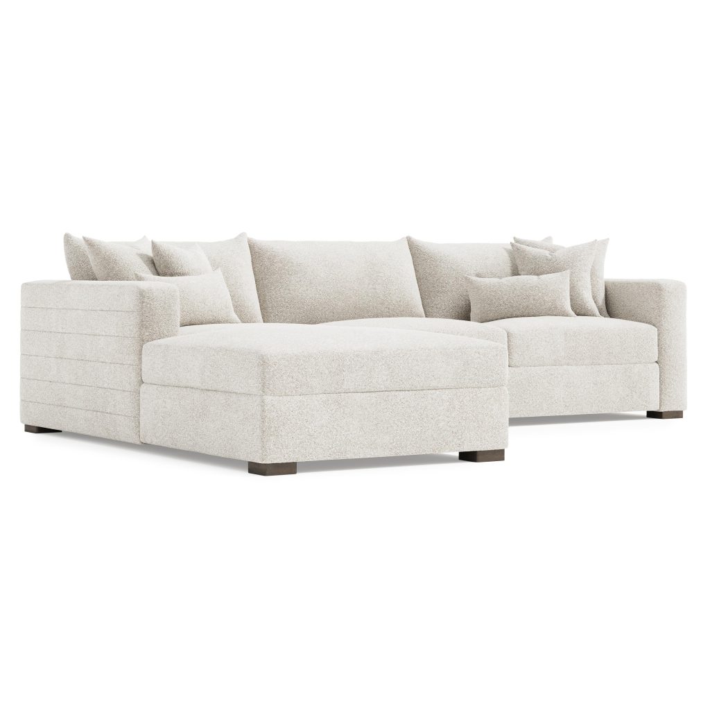 Helena Fabric Sectional Wood Foot