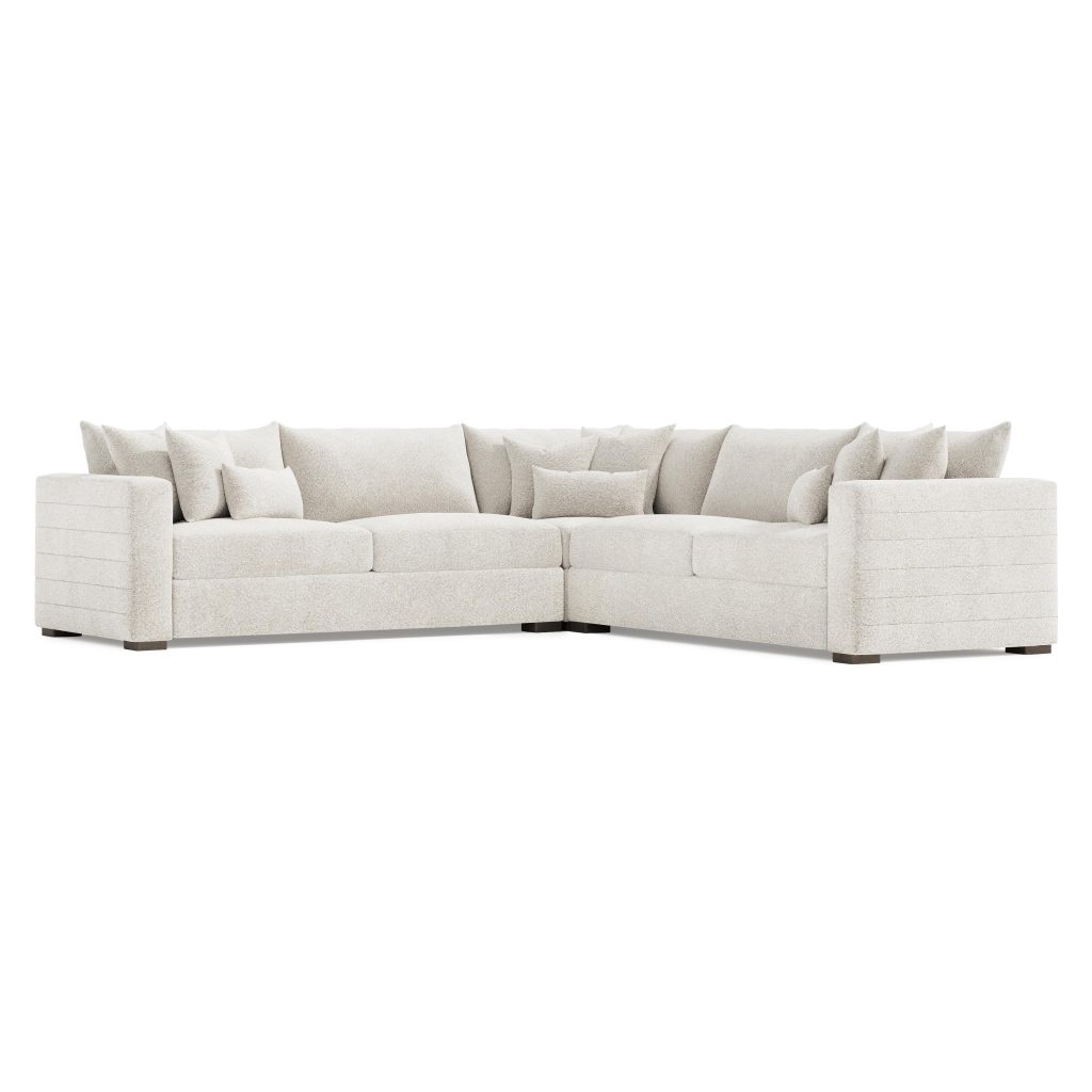 Helena Fabric Sectional Wood Foot